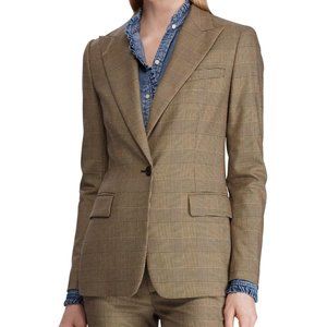 $245 RALPH LAUREN Glen Plaid Blazer Dress Jacket
